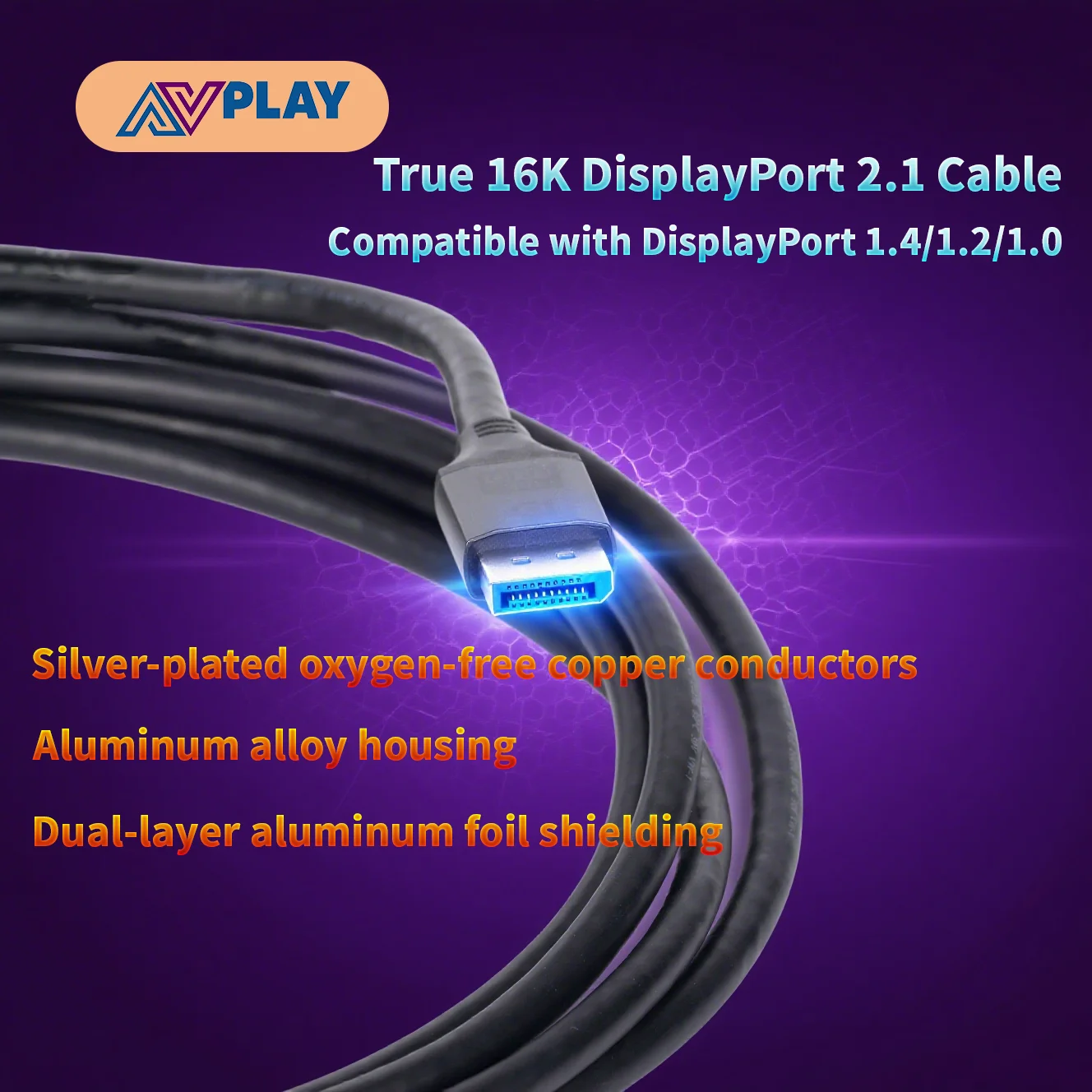 AVplay DP-80 Fiber Optic DP Cable 2.1 Monitor 240HZ Graphics Card Computer High-definition 16K E-sports Connection Cable