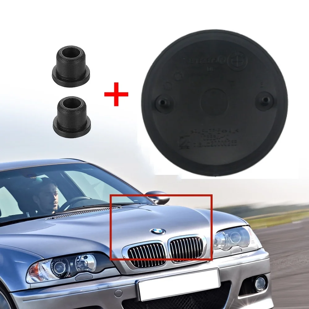 82MM Front Grill Bonnet Badge 3D Emblem With 2pcs Plastic Plug Ring Gasket for BMW Waterproof Accessories