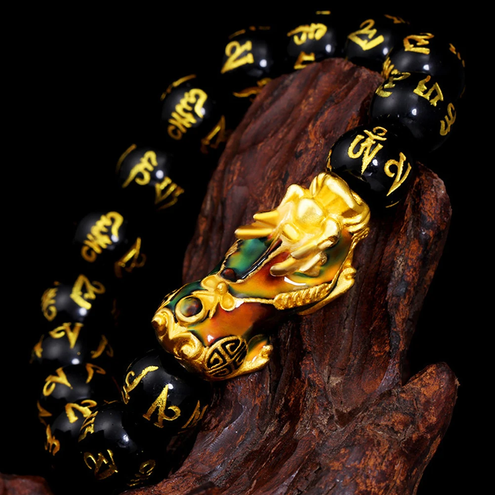 

Mens Bead Bracelet Color-Changing Charm Golden Chinese Waterproof Lucky Gift For Boyfriend Birthday Christmas Protection