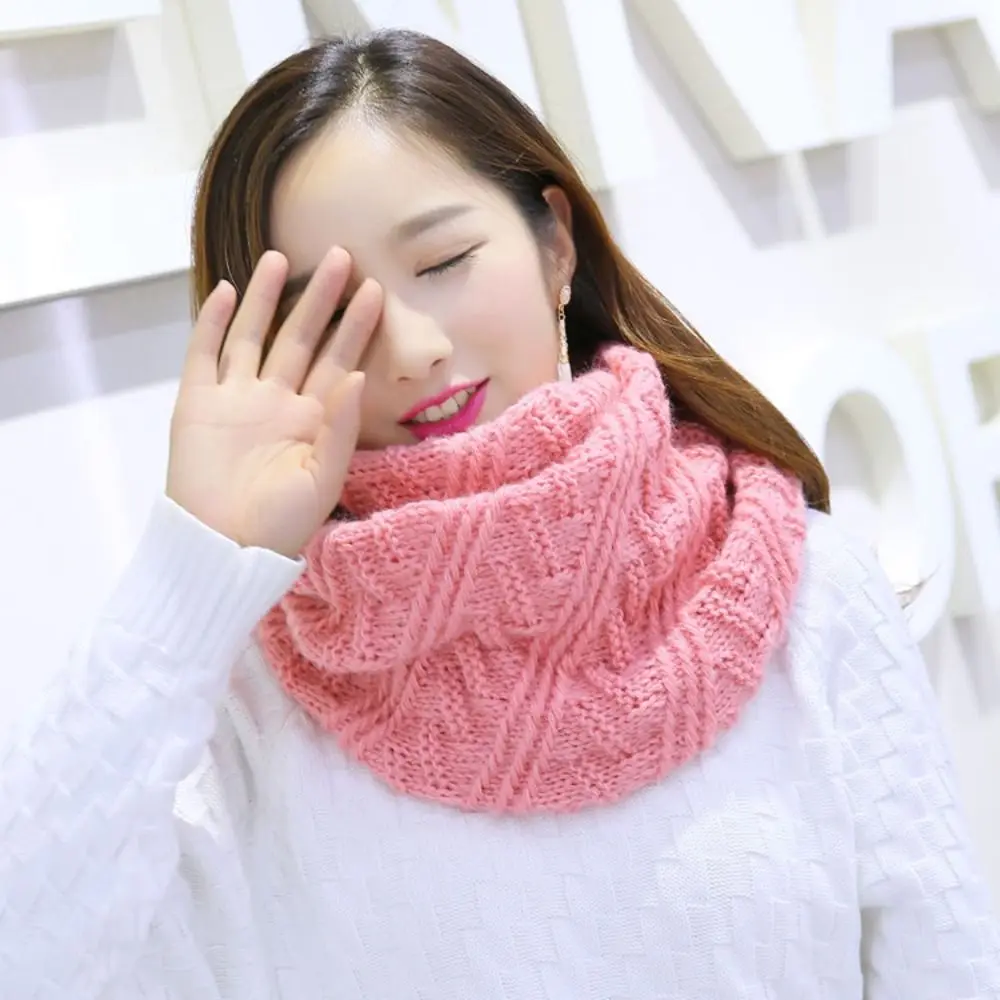ผ้าพันคอแคชเมียร์นุ่มสำหรับฤดูหนาวผ้าพันคอถักแบบหนาสีพื้นอบอุ่นแบบเกาหลีสำหรับเด็กผู้หญิง