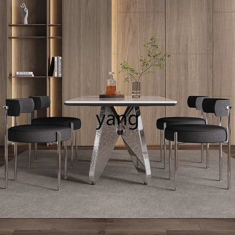 LH  light luxury simple modern creative rock slab dining table and chair combination