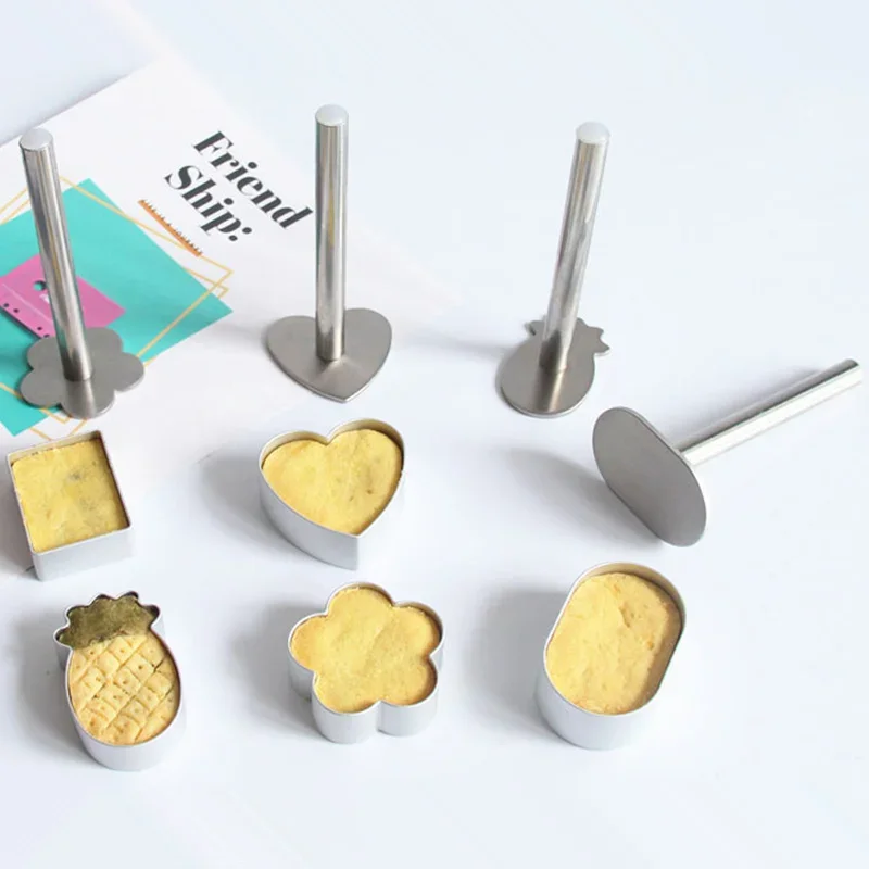 Aluminum Cookie Cutter With Press Stamp Pineapple Cake Cutter Mold 2 Pieces Set