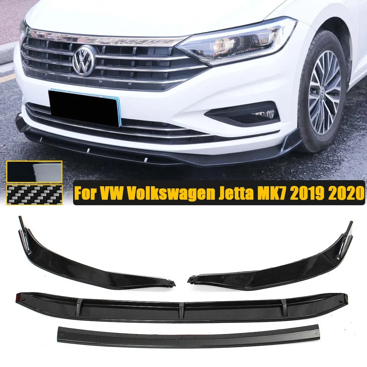 For Volkswagen VW Jetta MK7 2019 2020 2021 Front Bumper Lip Spoiler Side Splitter Deflector Body Kit Guards Car Accessories