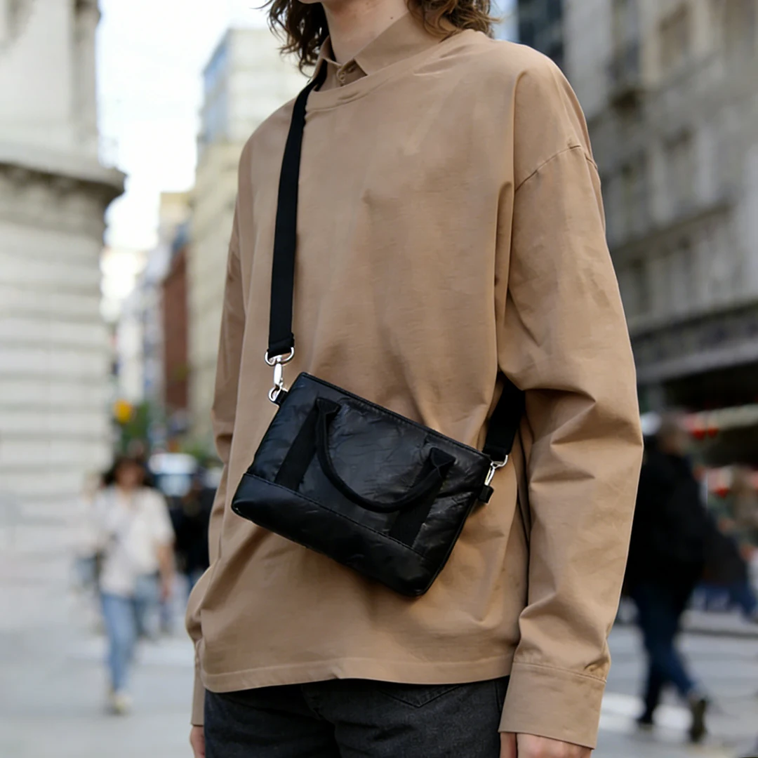 

Retro Dupont Paper Crossbody Bags mens Stylish Waterproof Small Protable Cross Bag for Outings Casual Daily use