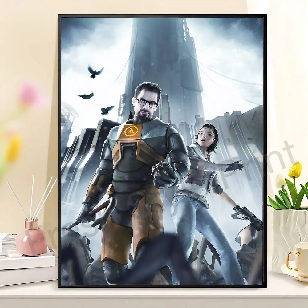 Game H-Half-L-Life 2 Poster Waterproof HD Wall Art Decal Self-Adhesive Aesthetic Decor For Home Living