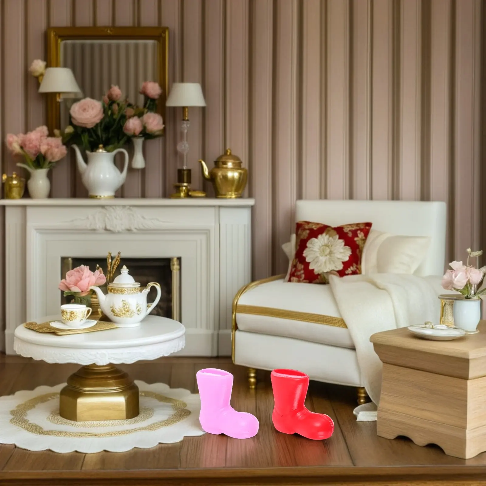 

96Pcs Mini Christmas Santa Boots Colorful Plastic Miniature Rain Boots Ideal for Holiday DIY Craft Decorations 2Cm