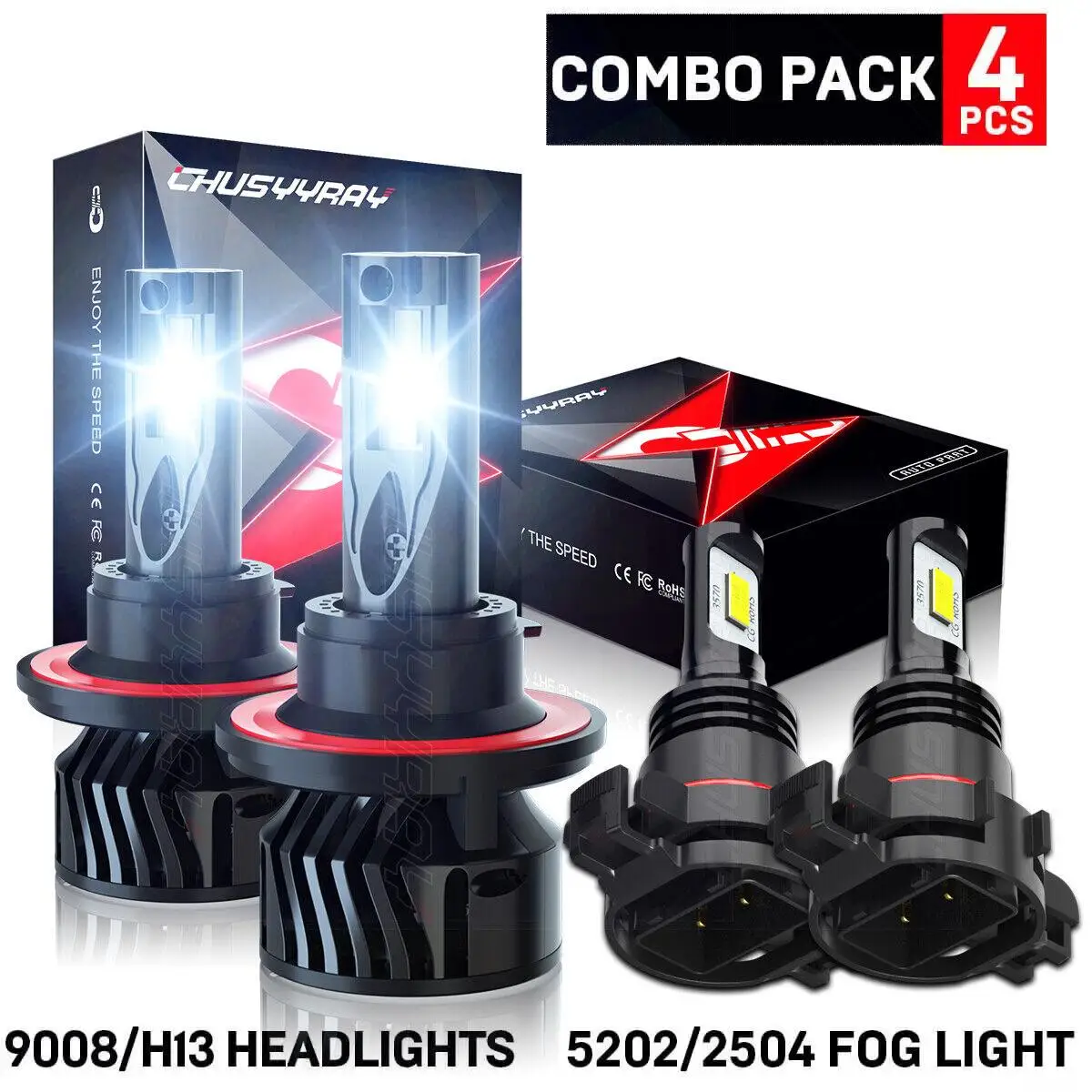 

PCVBMLAUT Car lights For 2011 2013 Camaro Combo LED Headlights Fog light Bulbs 6500K Car accsesories