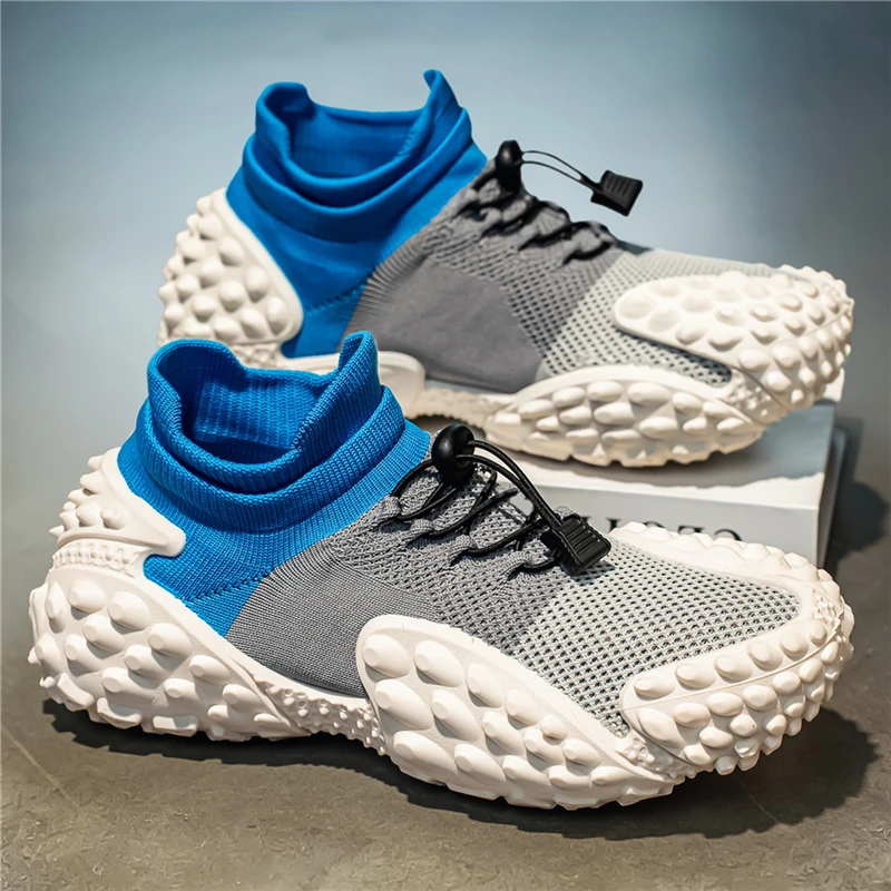 Men's Sporty Casual Sock-Style Mesh Shoes Slip-On Breathable Thin Mesh Sports Leisure Shoes Fashionable Low Cut Running Shoes