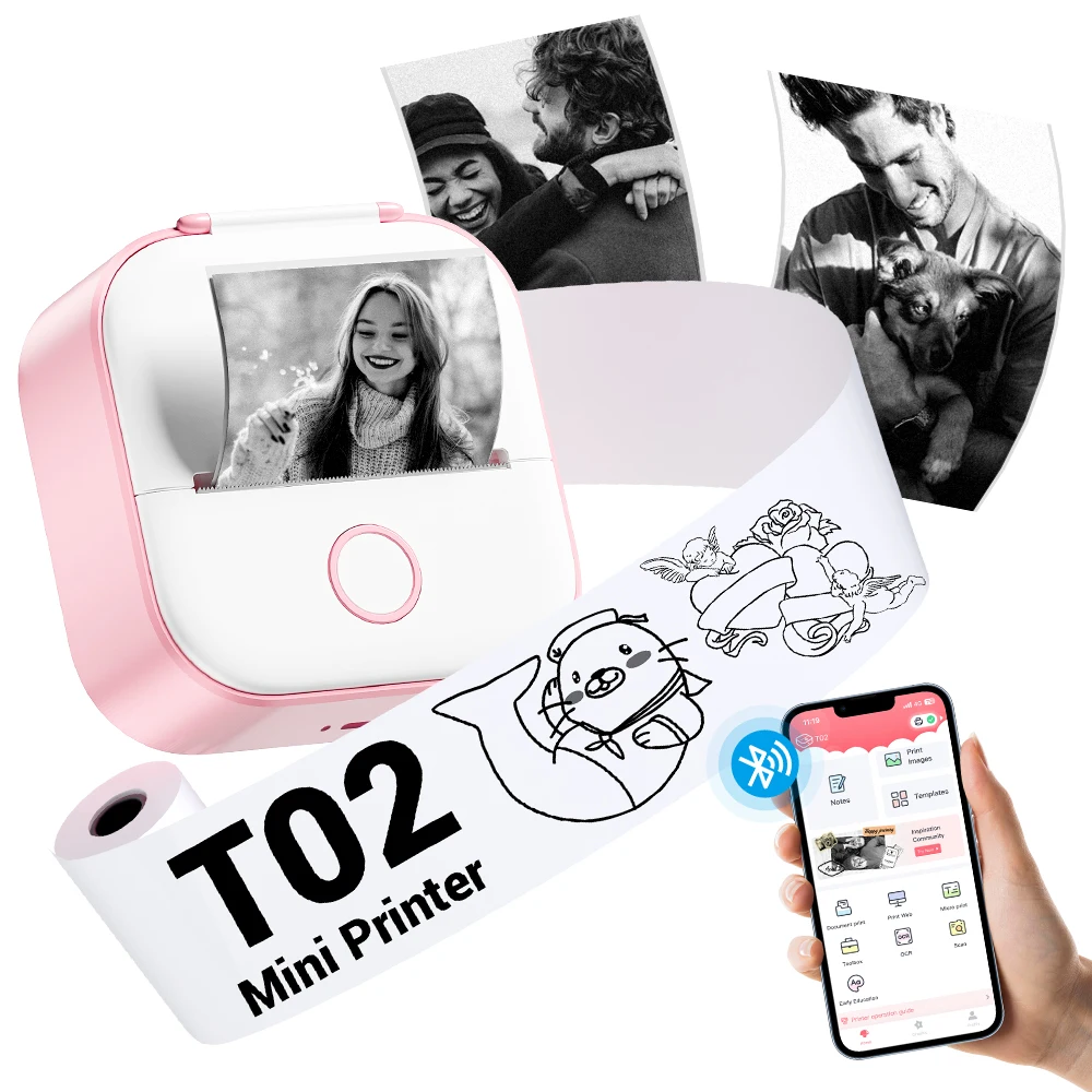 Phomemo T02 Pocket Printer Mini Portable Label Maker Self-adhesive Sticker mini impresora portatil impresora etiqueta adhesivas