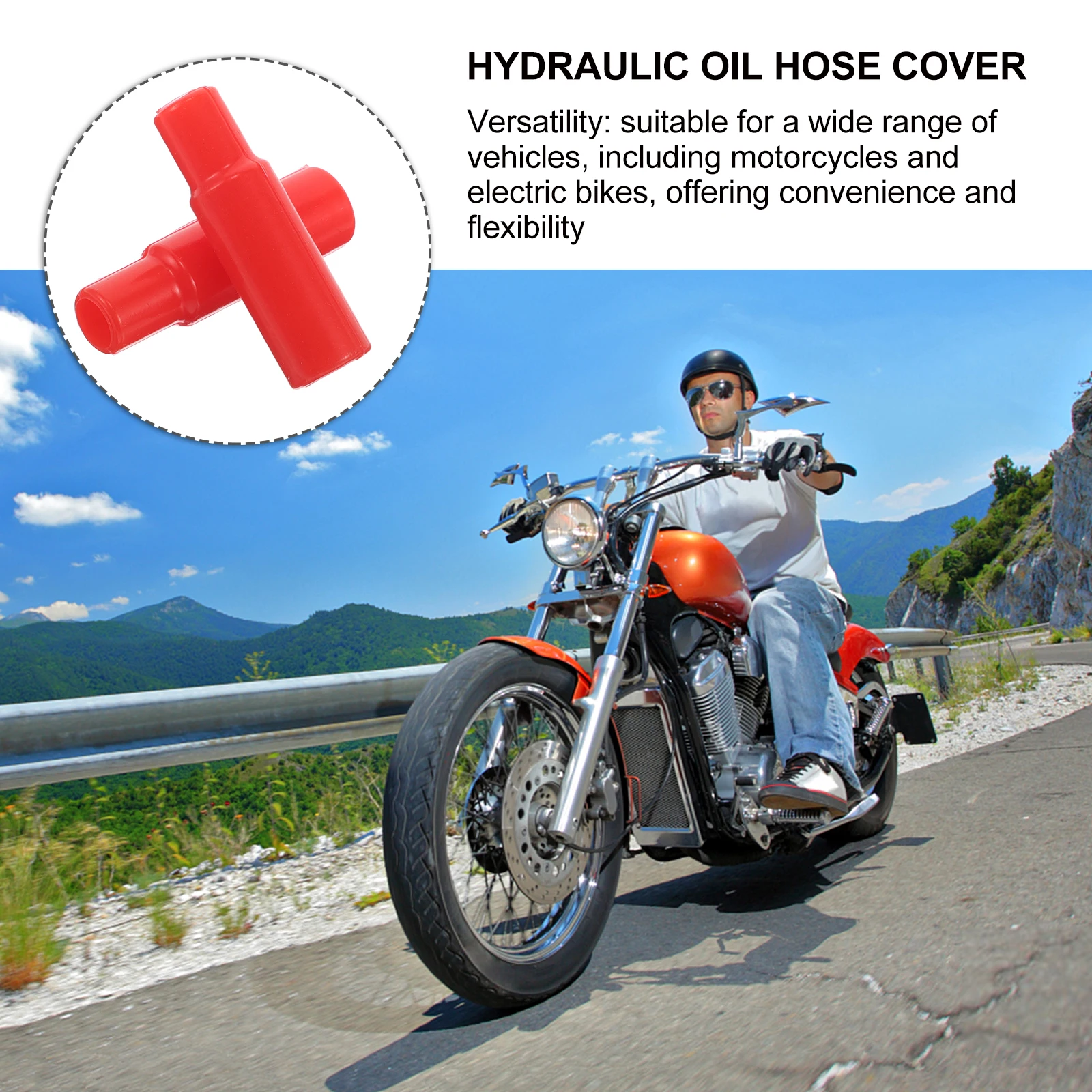 

2pcs Motorcycle Brake Hose Cover Hydraulic Line Cap Red Color Oil Pipe Clutch Protector Waterproof High Temperature Resistant