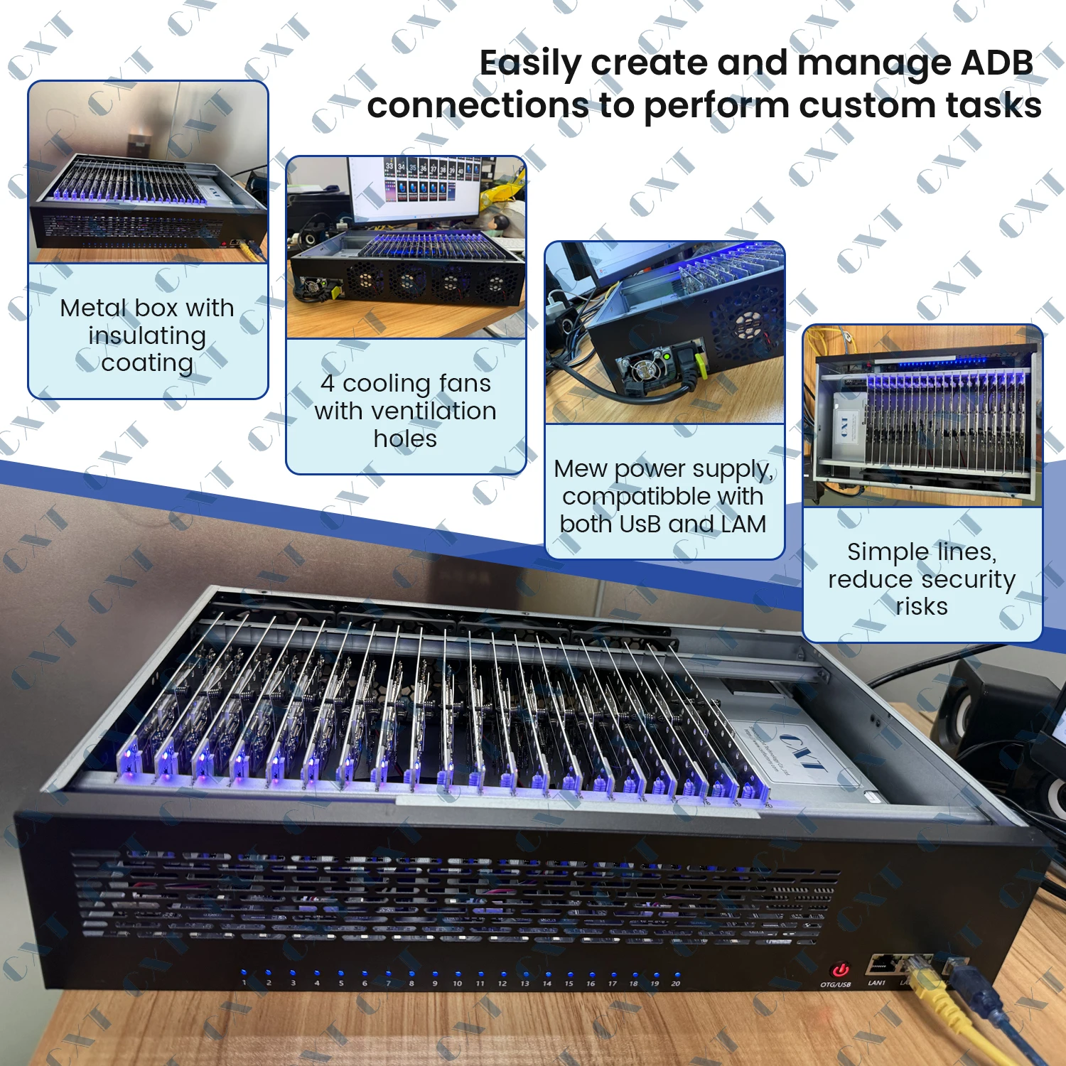 Bots Mobile Motherboard Phone Farm Box Telefon-Rig Farm Box mit 20 Anschlüssen