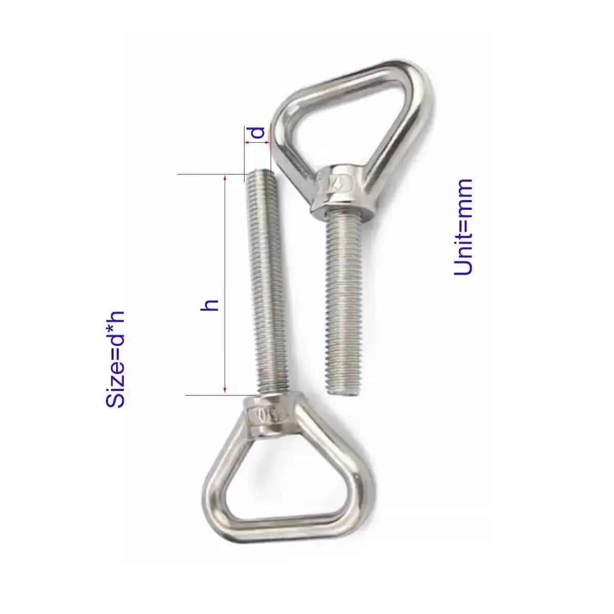 2-1Pcs M8-M20 Stainless Steel 304 Triangular Lifting Ring Screw Welded Load-Bearing Bolt Fastener for Industrial Use