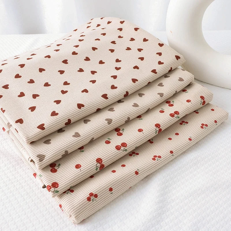 16 Pieces Wale Corduroy Fabric DIY Sewing Crafts Materials Vintage Printing Upholstery Fabric,Ideal for Tablecloth Curtain Cloth
