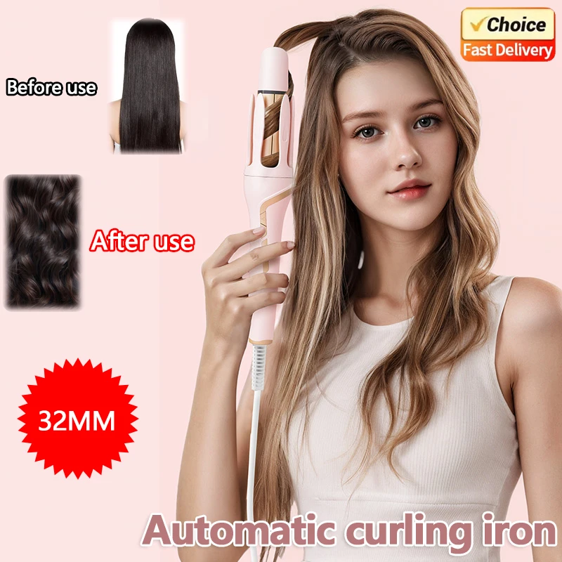 2026 New 2 in 1 Hair Curler Straightener Negative Ion Styling Tool Large Wave Clamp Salon Tool Home Travel Use