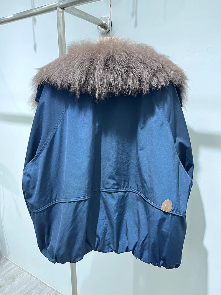 2025 Winter Warm Puffer Jackets Women Real Natural Real Fox Fur Collar Goose Down Jackets Thick Female Coats Outwear