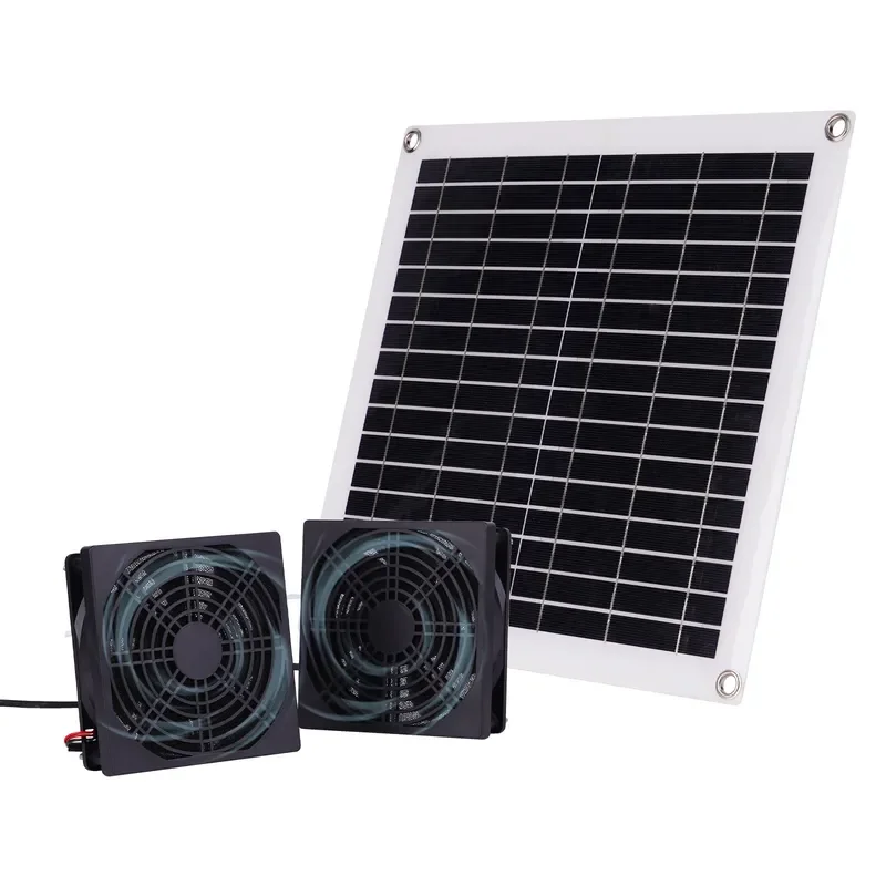 Portable Solar Powered Pet Cooling Fan for Dog House Outdoor Ventilation System Greenhouse Exhaust Air Circulation Device