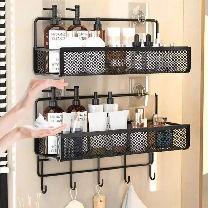 Portable Hanging Wall-mounted Storage Rack No-drilling Bathroom Onion Garlic Seasoning Organizer Kitchen Storage Basket Moisture