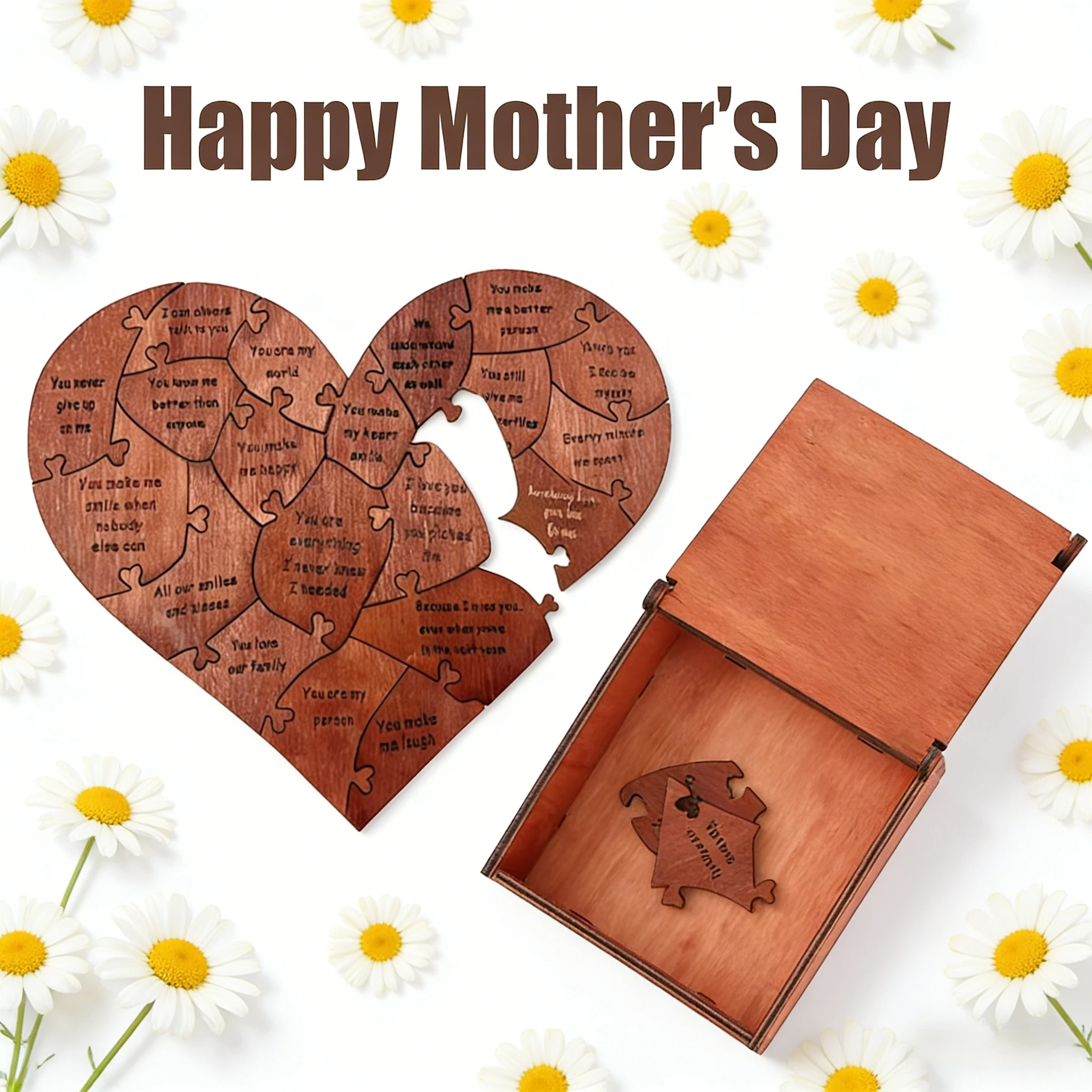 Rompecabezas con 20 Razones por las que Te Amo, Regalo de Amor Grabado, Decoración para el Hogar, Regalos Sentimentales, Regalo Personalizado para el Día de la Madre, Regalo para el Día de San Valentín