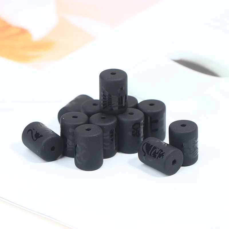 12 Zodiac Beads Charms Matte Black Onyx Constellation Beads Cylinder Pendant