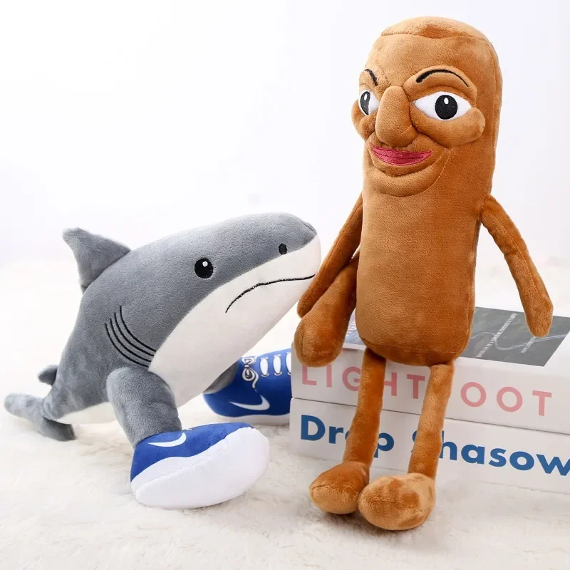 

35/40/47cm Cartoon Banana Monkey Plush Toy Cartoon Two Leg Shark Doll Wooden Stick Man Pillow Doll Birthday Christmas Gift