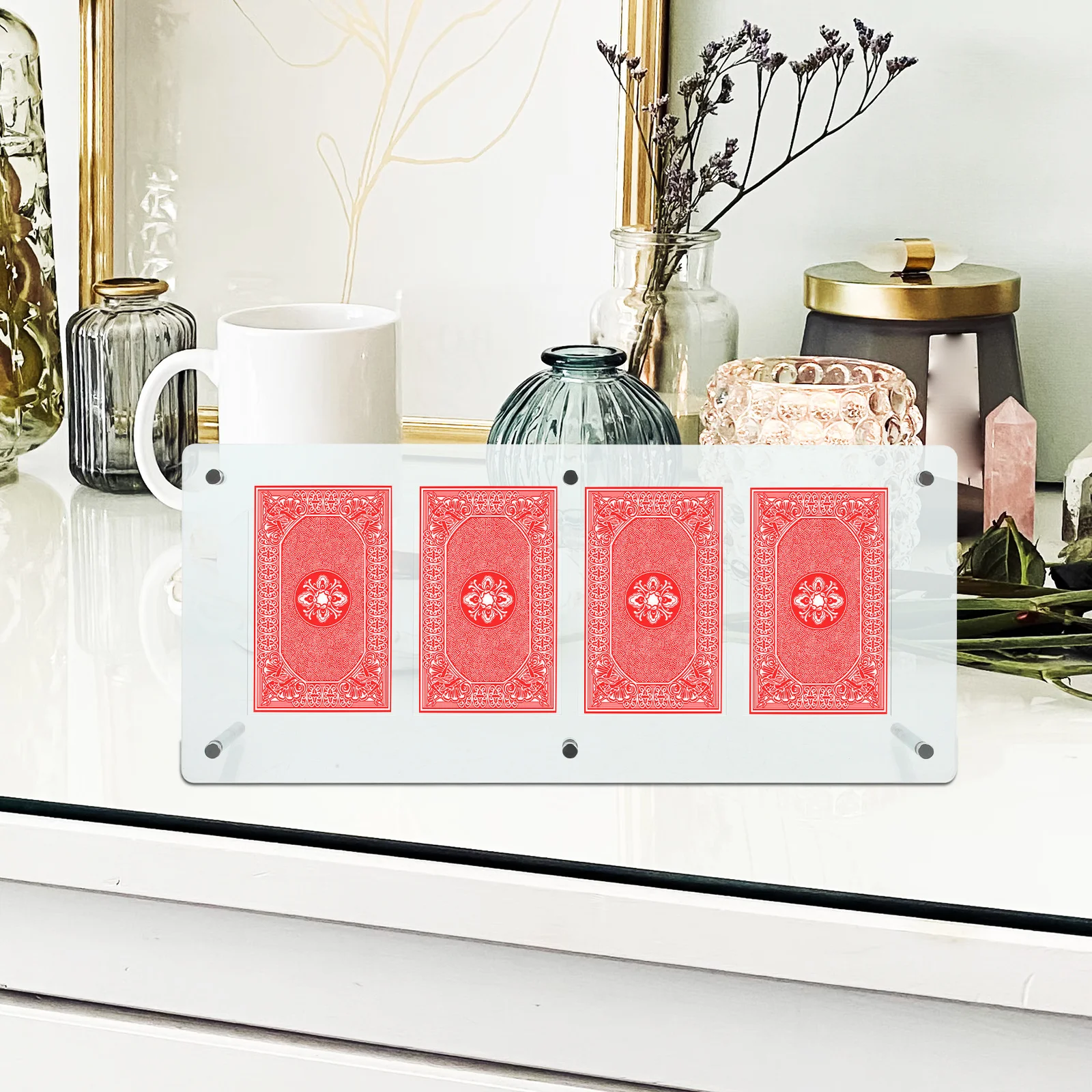 

1Set Clear PVC Card Display Stand Transparent Organizer Rack for Star Cards Photos Pictures Decorative Items