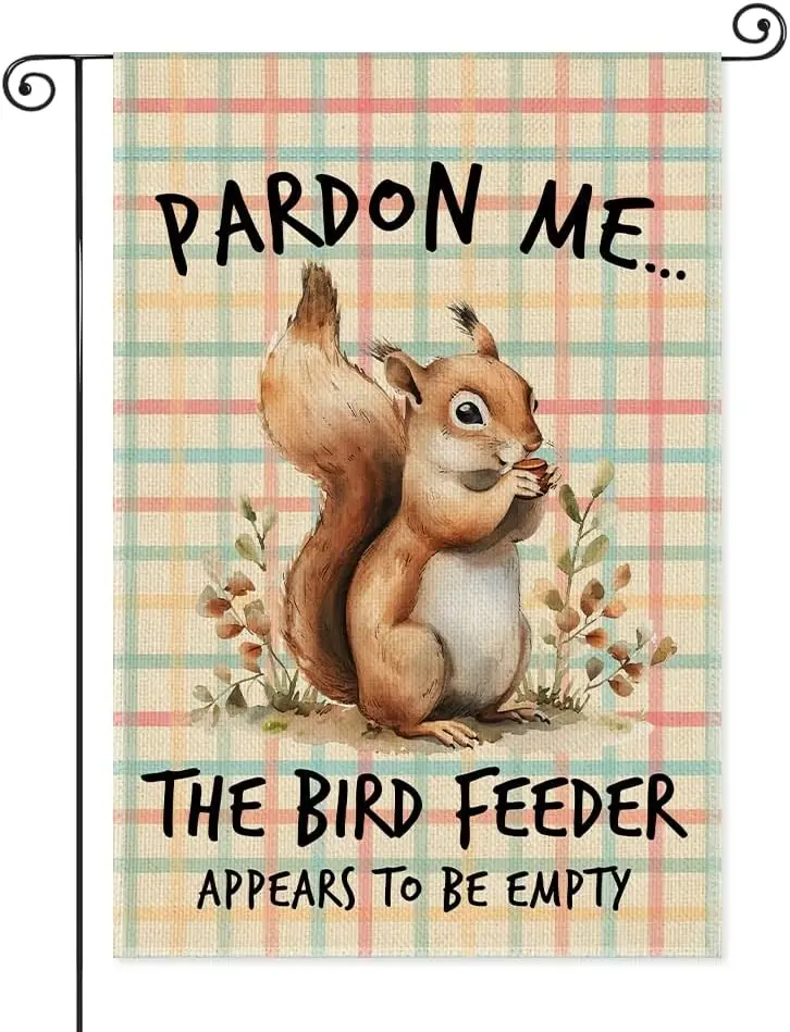 Pardon Me The Bird Feeder Appears To Be Empty Garden Flag, Double Sided Yard Outside Farmhouse Indoor Decor Banner, Funny Cu zzo