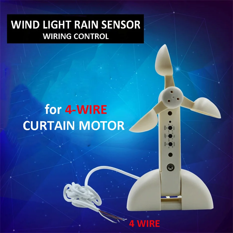 A-OK Wiring Control Wind Light Rain Sensor,for 4 Wire Curtain Motor and Main Receiver,Open Close Window Automatical,DC12V Input