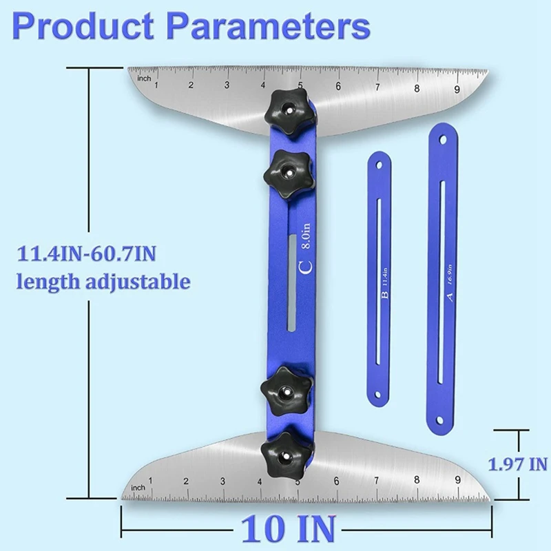 Stair Tread Template Tool Zinc Plated Steel Stair Tread Gauge With Scale Stair Measuring Tool Compatible For Risers