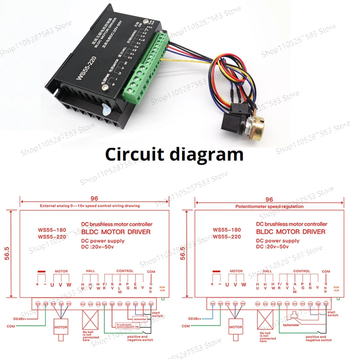 Brushless spindle 48V 500w ER11 Brushless DC Spindle Motor Driver Built in sensor With 55MM Clamp Bracket view 6