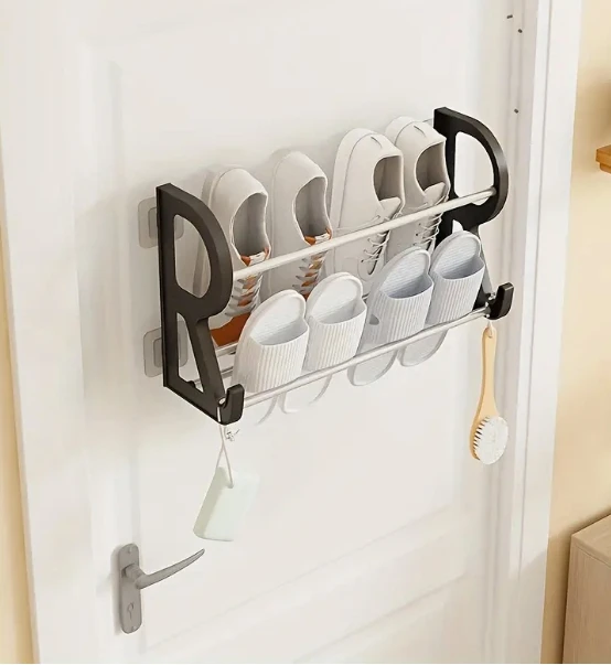 Nail Free And Hole Free Door Back Shoe Rack Bathroom Slipper Rack Simple Multi-Layer Assembly Wall Bedroom Mounted Storage Rack