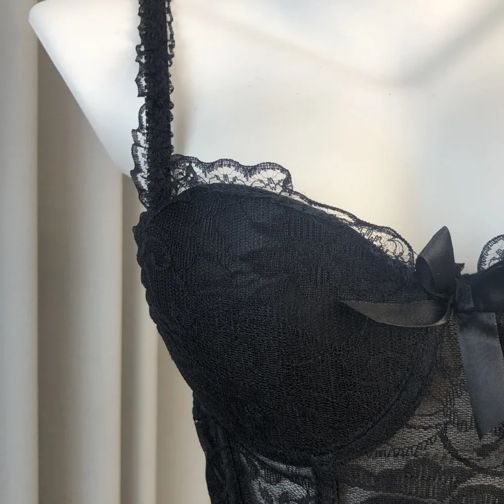 

Elegant Nightgown Lace Camisole Briefs Set Transparent Mesh Lingerie Uniform Dress Slim Fit Sleeveless Lace Corset Skirt Ladies
