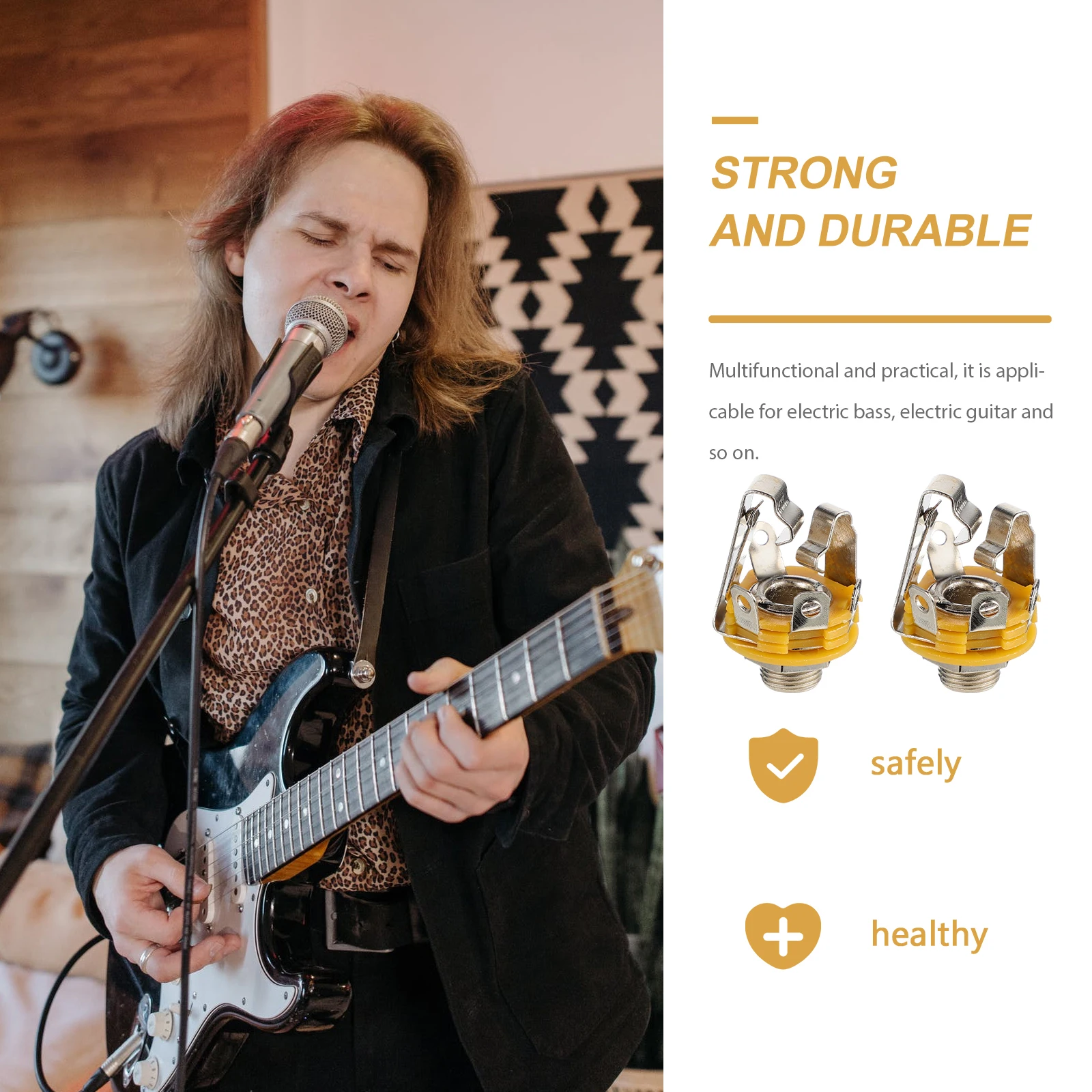 

6 Pcs Stereo Electric Guitar Socket Parts Output Jack for Input Plate Component