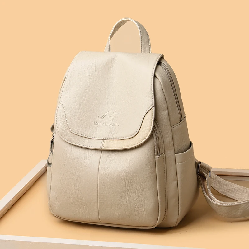 High Quality Female Large Capacity Bags High Quality Soft PU Leather Backpacks Student School Bag Fashion Women's Designer Backp