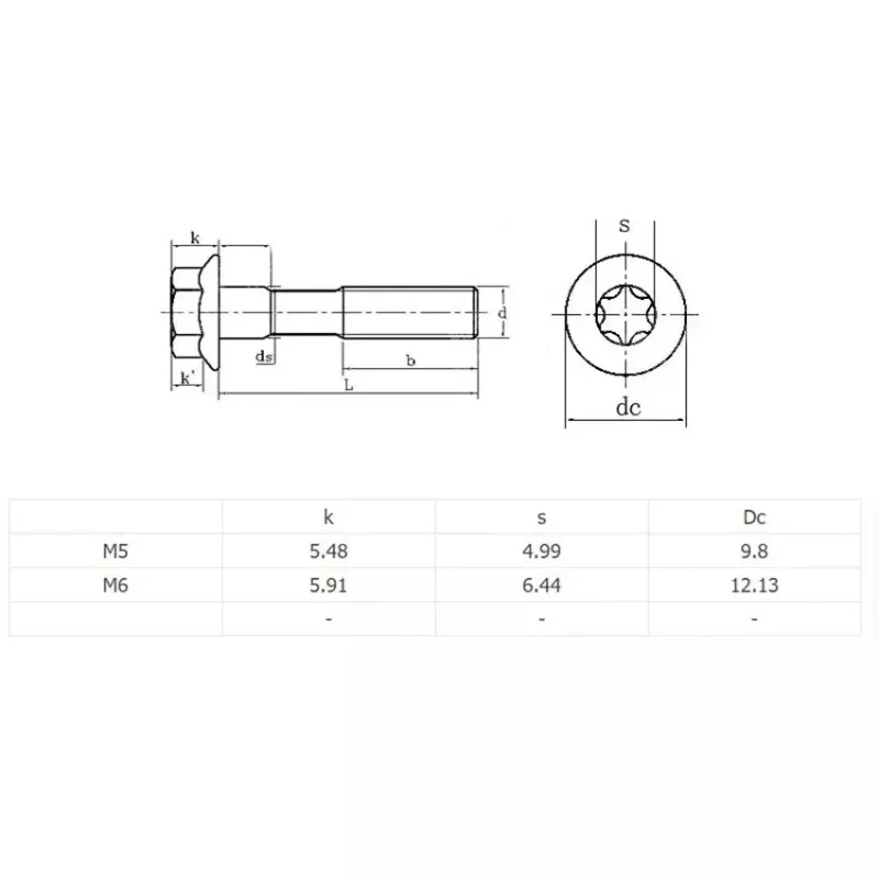 M5 M6 High Strength 12.9 Grade Outer Torx Flange Bolt Carbon Steel Anti-loose Plum Head Screw