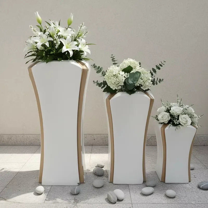 Customized Fiberglass Planter Sets, Outdoor Garden Flower Box, Minimalist Fiberglass Planters, Large Planting Containers