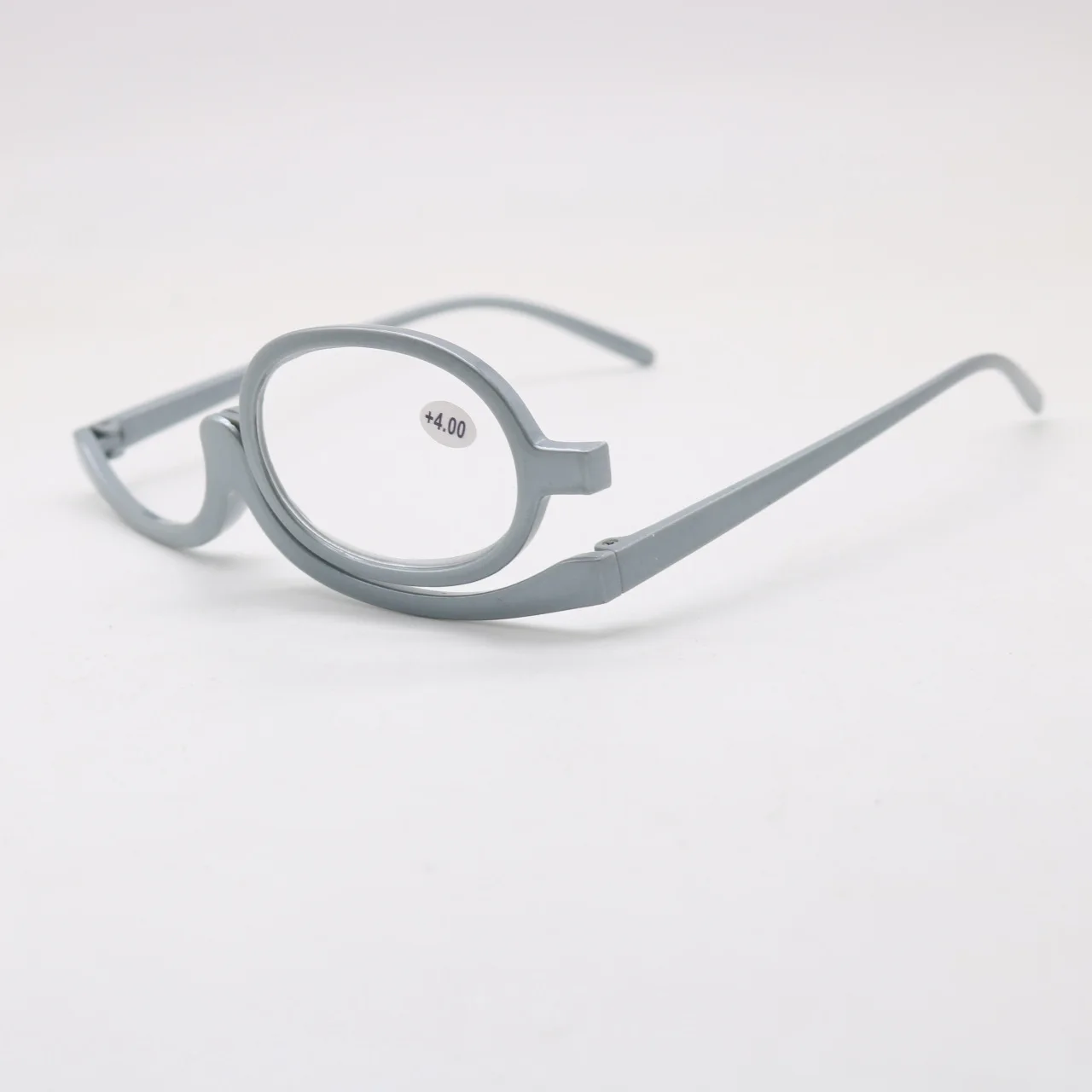 نظارات قراءة عصرية عالية الدقة، نظارات مرآة مكياج بإطار كامل بيضاوي مع غطاء قلاب، محمولة للنساء الصغرات وكبار السن #6