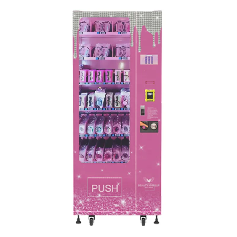 Wholesale Usa Full Automatic Eyelashes Lipsticks Mini Vending Machines Coin operated Pink Smart Beauty Cosmetics Vending Machine