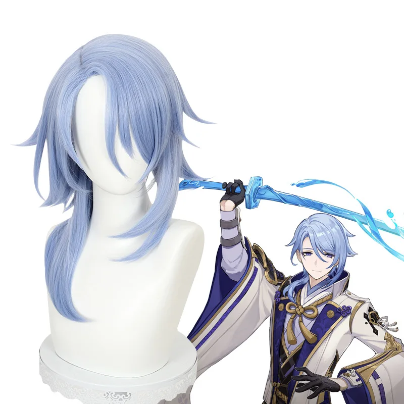 

Xiu Dan Genshin Impact Inazuma Panseiyasumi Kamisato Ayaka Cosplay Wig Side Parting Realistic Scalp Top 466P