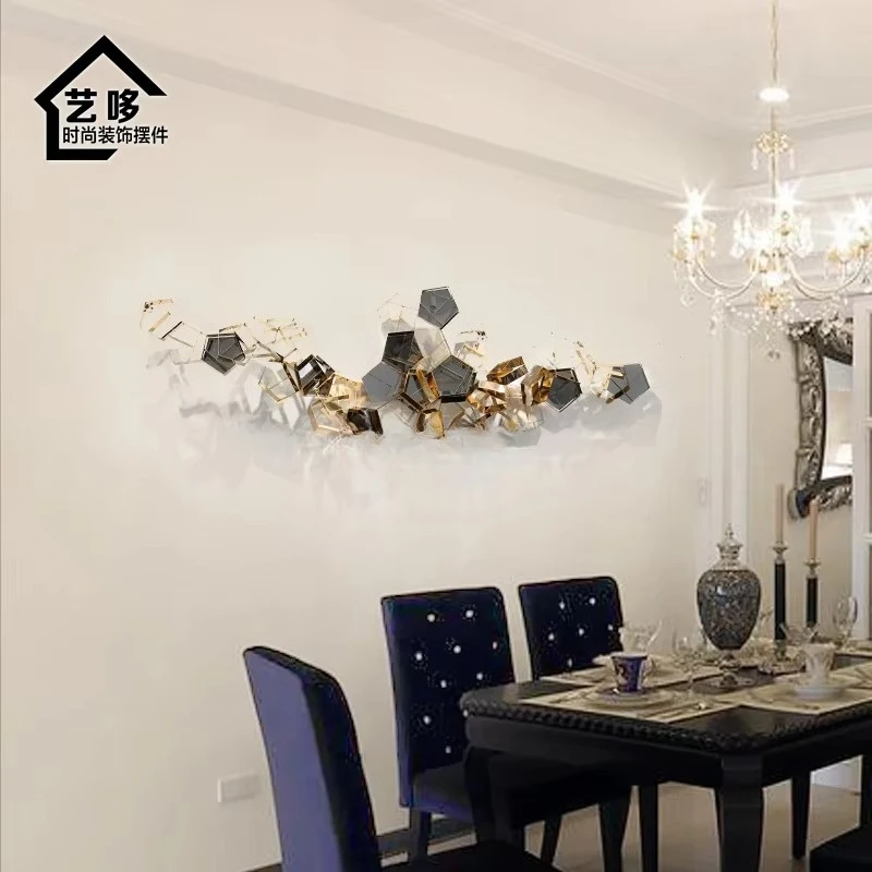 yjq Living Room Wall Decoration Three-Dimensional Pendant Entrance Restaurant Wall Decorations Light Luxury Metal