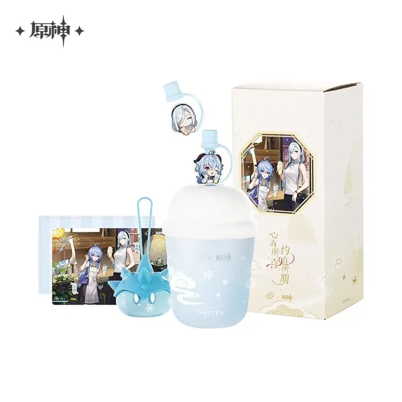 Game HEYTEA×Genshin Impact Cosplay Mug Set Anime Shenhe GanYu Character Models Postcard Fans Gift