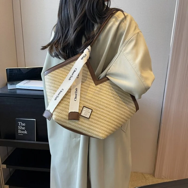 

2025 spring ladies pu leather canvas tote bag eco friendly large capacity shopping travel work bag