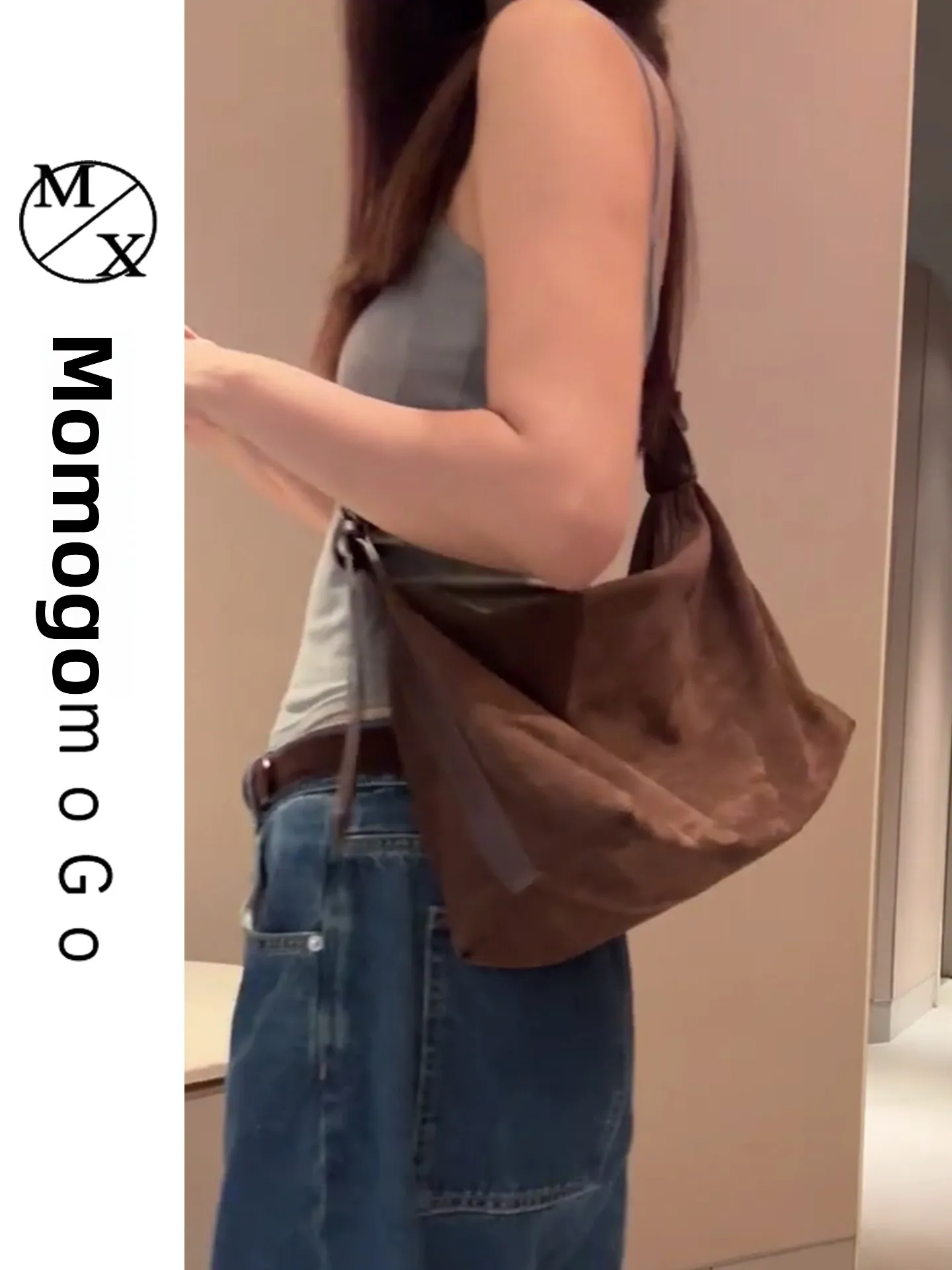 

Сумка-тоут из замши большой вместимости для поездок на работу, универсальная женская сумка через плечо, повседневный простой стиль, квадратная форма, скрытая застежка на пряжку