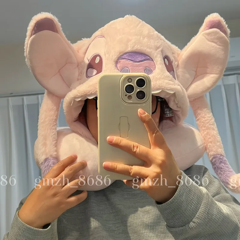 การ์ตูนแองเจิลหมอนรองคอเดินทางรถคอหมอนคลุมด้วยผ้า U-รูปแบบพกพา Blackout Nap หมอนปรับเดินทางหมอนรองคอ