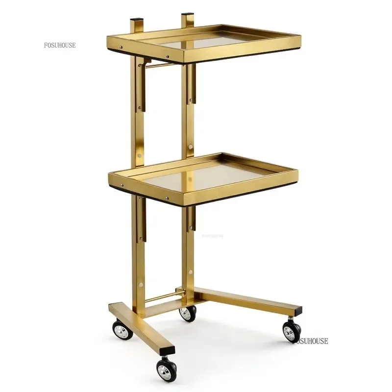 Stainless Steel Mobile Tool Cart For Salon Furniture Beauty Salon Perm Dyeing Trolley Barber Shop Luxury Folding Salon Trolleys