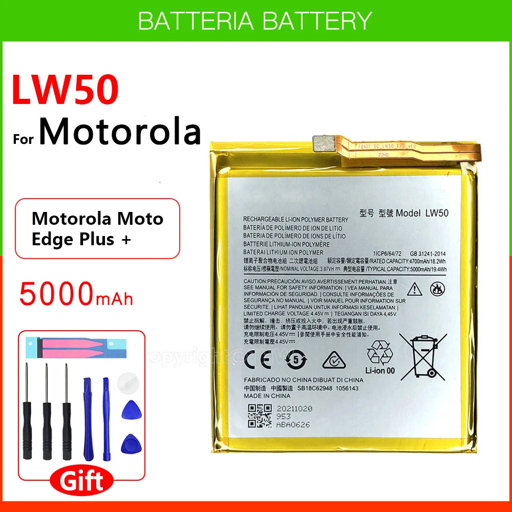 Original Replacement Genuine Batteria LW50 5500mAh Battery for Motorola Moto Edge+ / Edge + / Edge plus Batteries+Free Tools