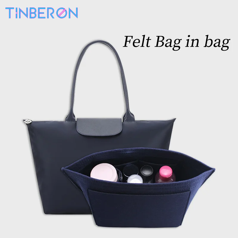 TINBERON Multipocket Felt Insert Bag Organizer Cosmetic Bag Purse Handbag Liner Bag Portable Travel Makeup Storage Organizer Bag