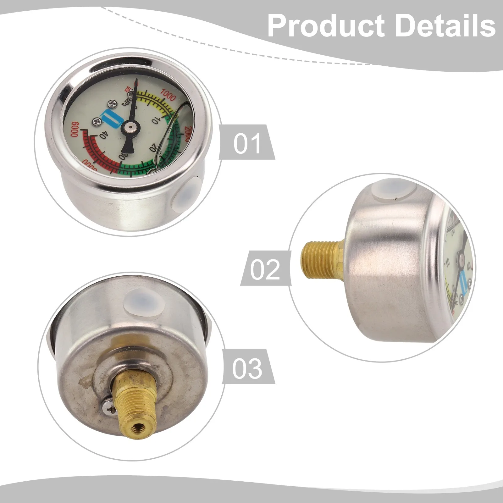 High-Quality 2inch Stainless Steel Pool Filter Pressure Gauge 0mpa High Pressure Gauge High Pressure Pump 30mpa Pump Parts