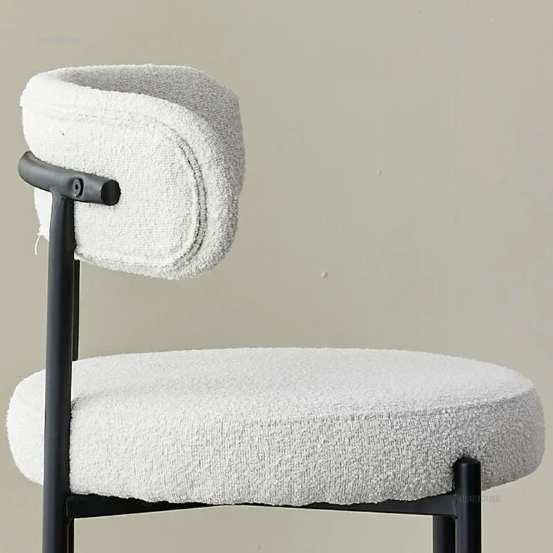Nordic Loop Velvet Bar Chairs Household Backrest High Bar Stools Minimalist Designer Creative Front Desk Kitchen Counter Stools