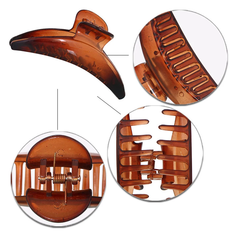 

2 Pcs Moon-type Grab Clip Female Hair Jaw Decorate Tortoise Shell Pattern Woman Simple