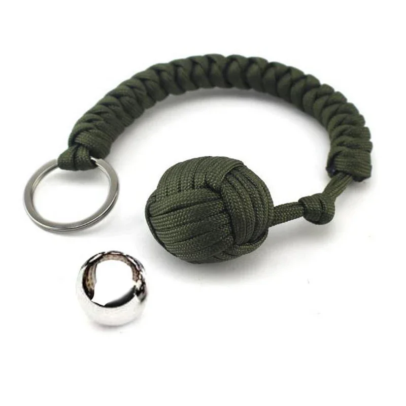 EDC Monkey Fist Steel Ball For Girl Personal Safety Protect Outdoor Security Self Defense Stick Survival Keychain Broken Windows